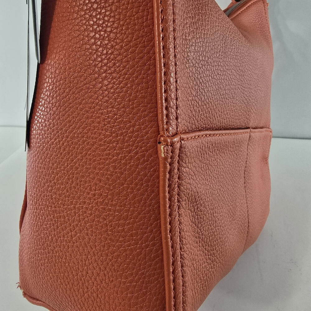 Tahari Orange Quilted Leather Hobo with Tassel - Picture 3 of 12